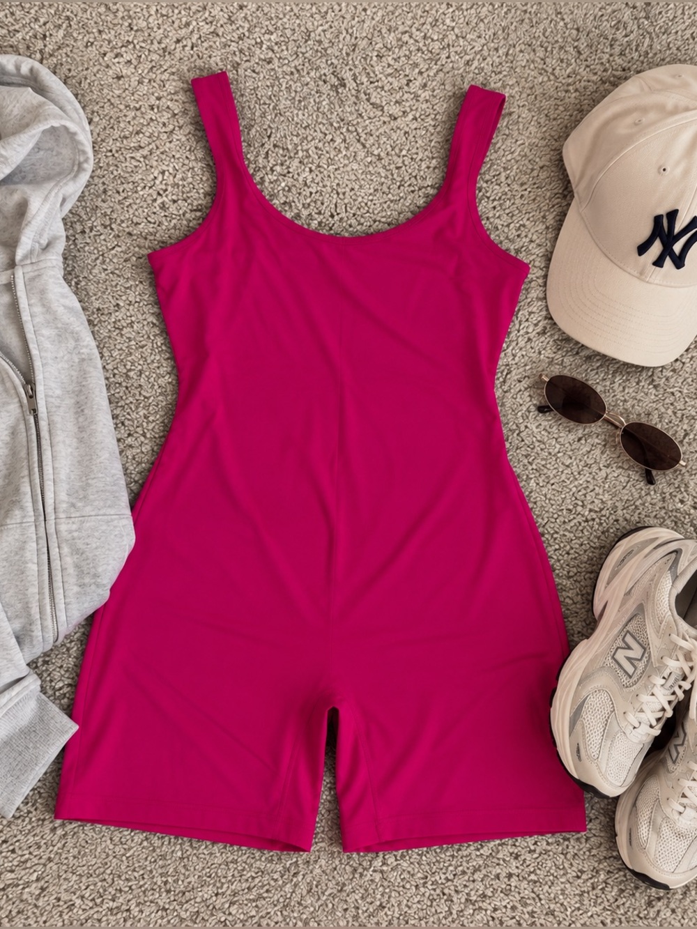 Hot Pink Fitted Athletic Romper Unitard Size Medium NWOT
